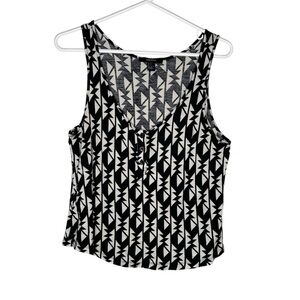 Forever 21 Womens Black White Print Top Small